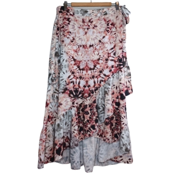 City Chic Bella Abstract Flowy Wrap Midi Skirt - Picture 2 of 14